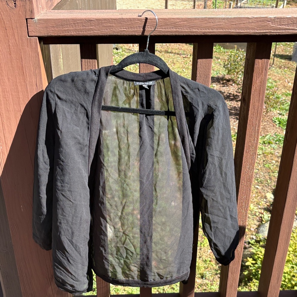 Eileen Fisher Black Sheer Silk  Cardigan🌺